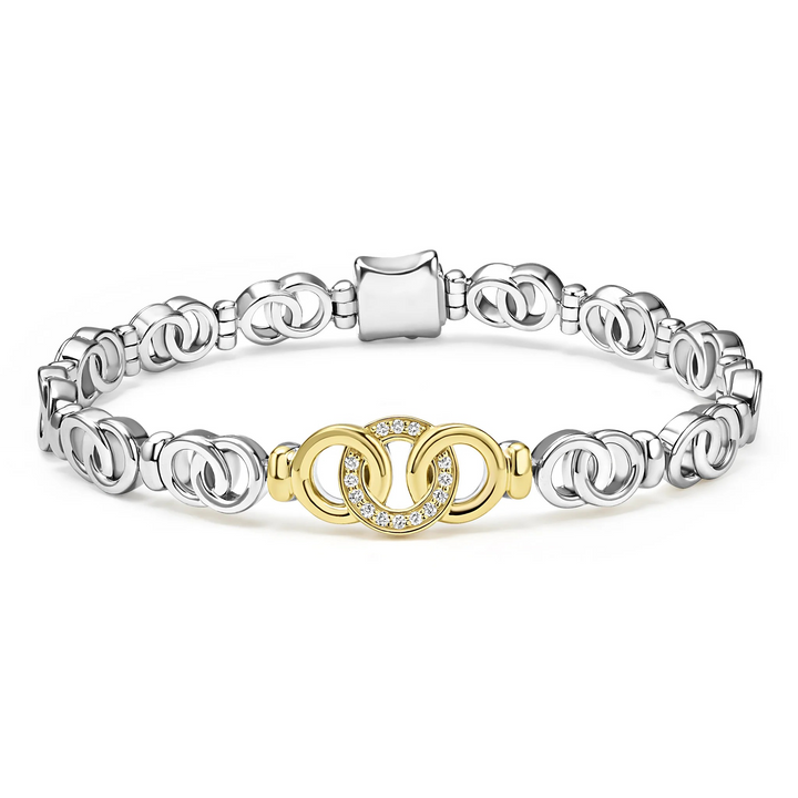 Two-Tone Interlocking Diamond Link Bracelet