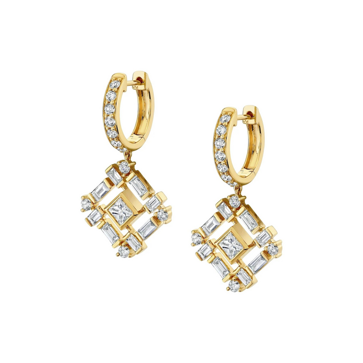 2.48ctw Diamond Montage Baguette Drop Earrings