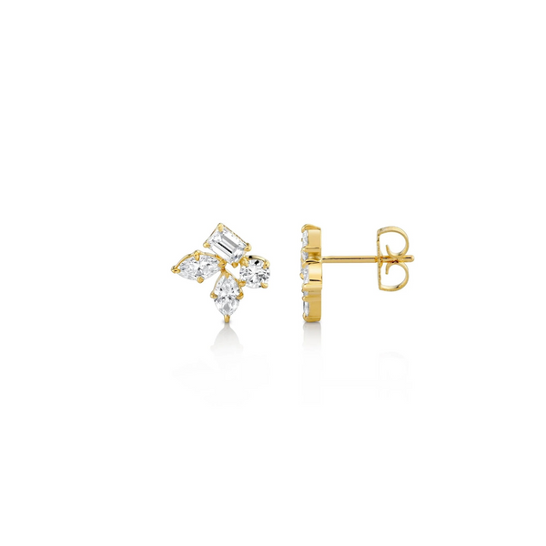 1.64ctw Diamond Montage Cluster Stud Earrings