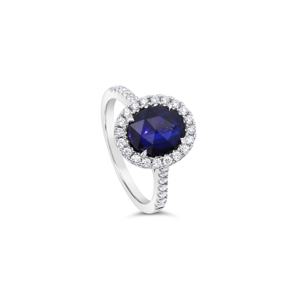 Sapphire & Diamond Halo Ring