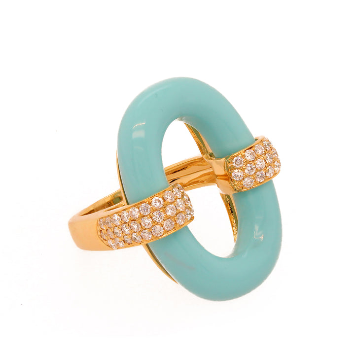 Turquoise & Diamond Oval Ring