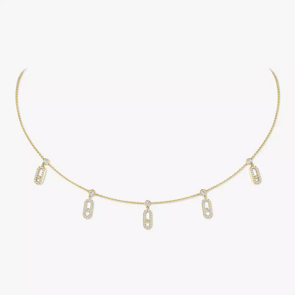 0.62ctw Yellow Gold Diamond Pavé Drop Pendant Choker