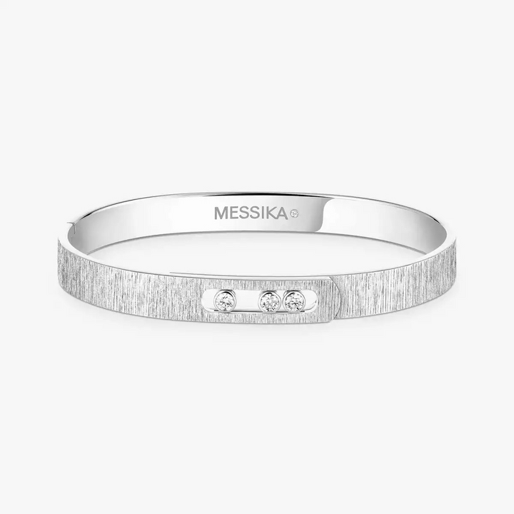 0.18ctw White Gold Diamond Ciselé Bangle Bracelet