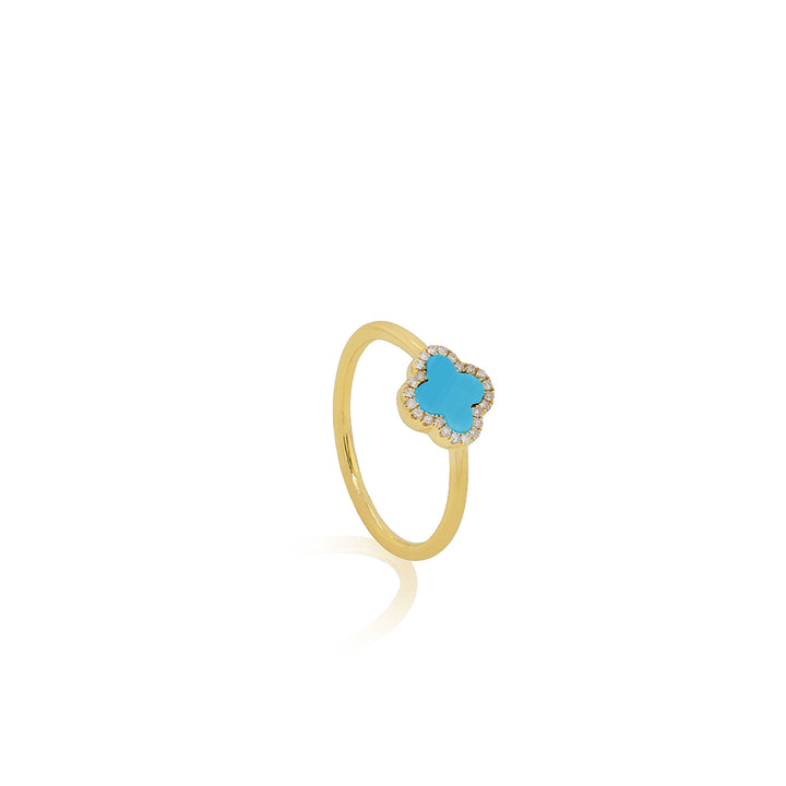 Turquoise & Diamond Mini Clover Ring