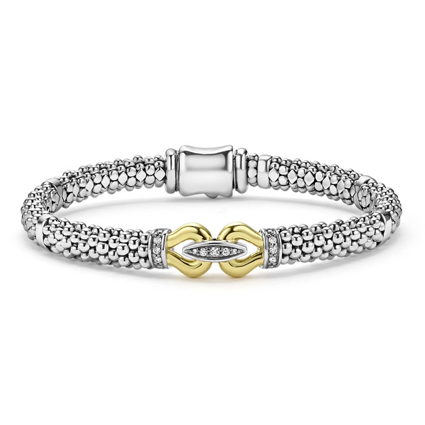 Two-Tone Caviar Buckle Diamond Bracelet | 9mm