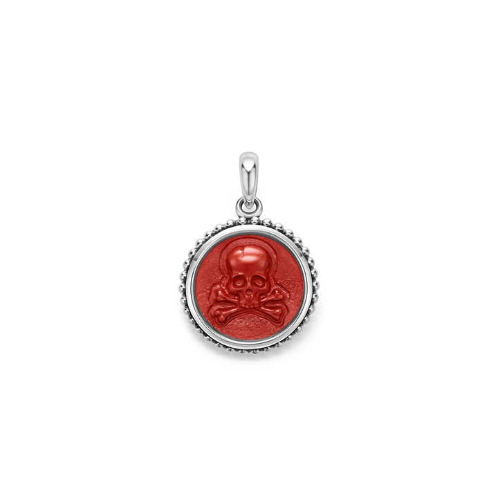 Small Red Jasper Skull Crossbone Amulet