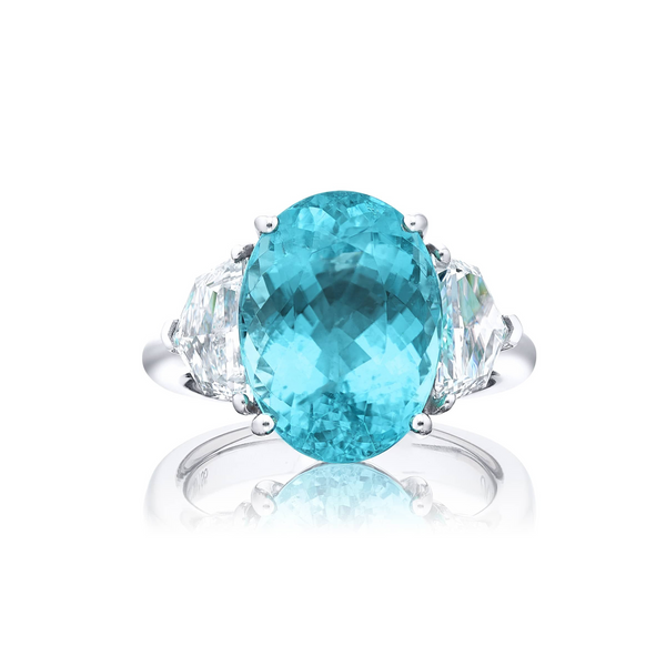 Paraiba and Diamond Platinum Ring