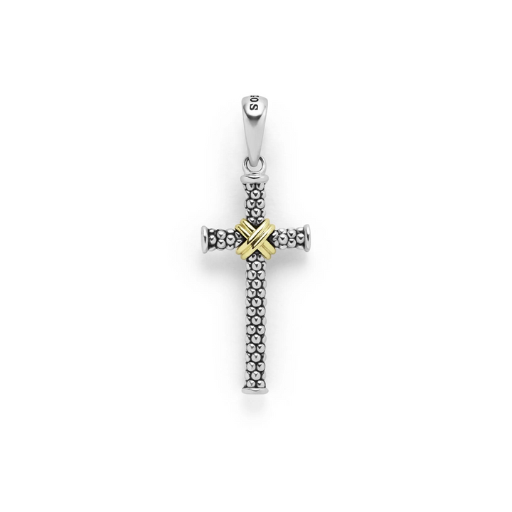 Two-Tone Caviar Beaded X Cross Amulet