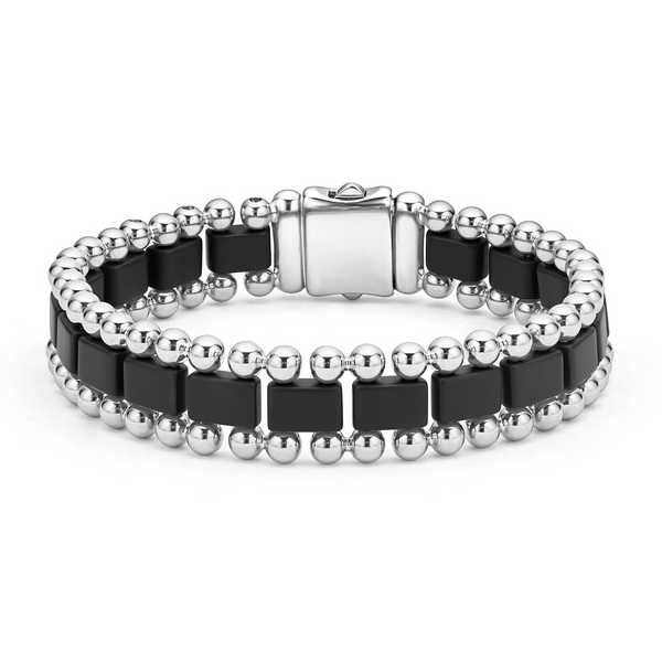 Matte Black Ceramic Link Bracelet | 15mm