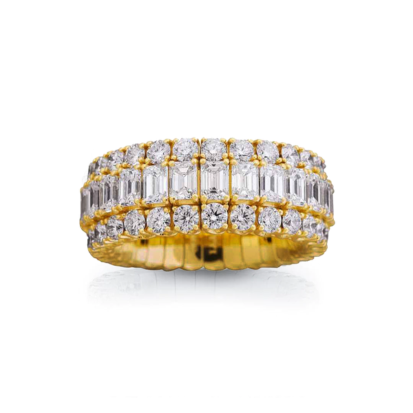 3-Row Round and Emerald Diamond Xpandable™ Bridal Ring