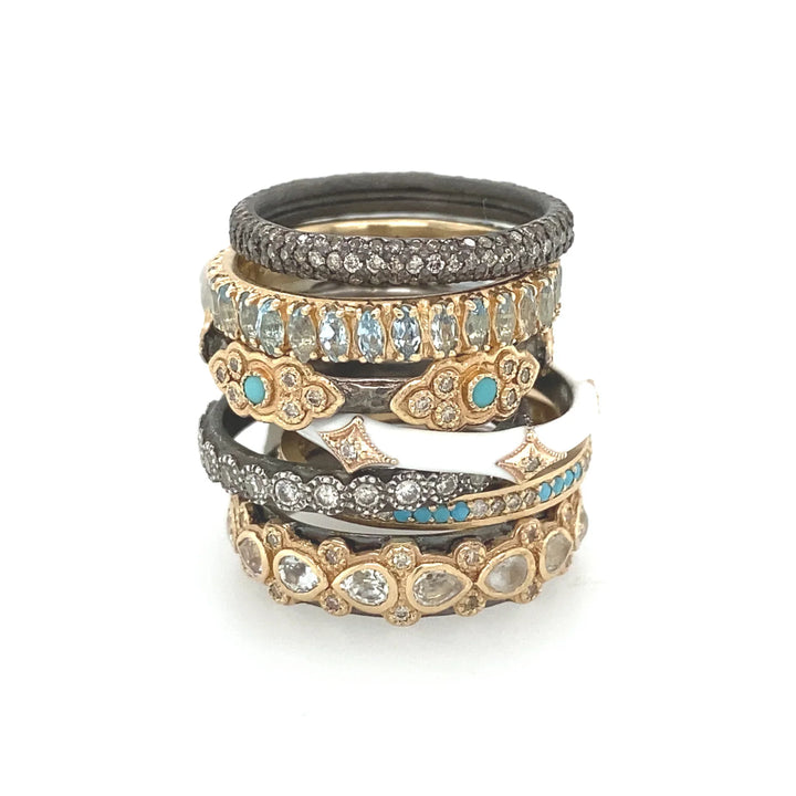 White Enamel Crivelli Stack Band Ring