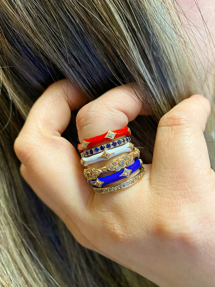 White Enamel Crivelli Stack Band Ring