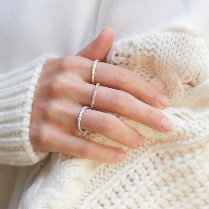 3-Row Ring with Pavé Diamonds - Gunderson's Jewelers