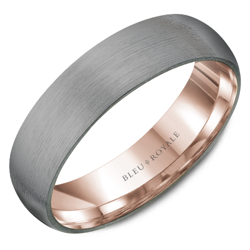 6mm diamond brushed grey tantalum with 14K rose gold