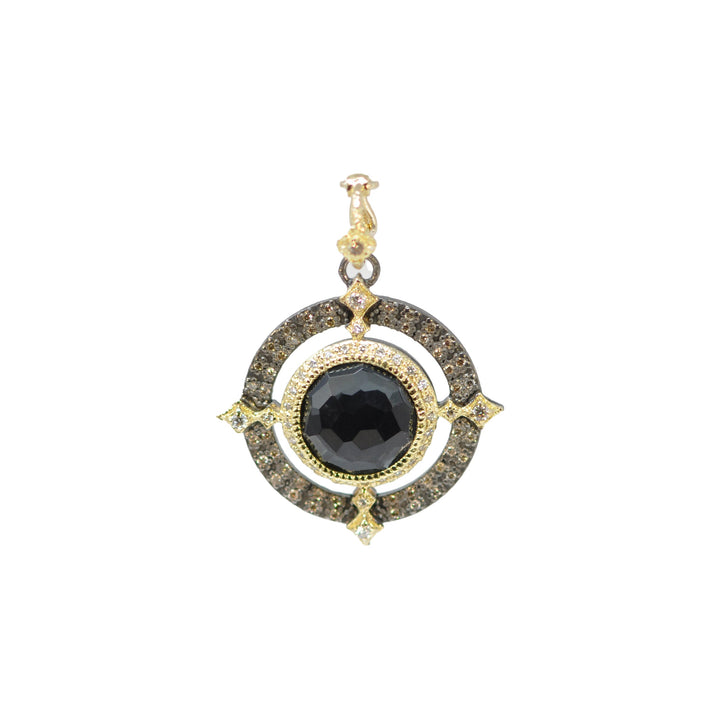 Round Cut Out Diamond and Quartz Pendant