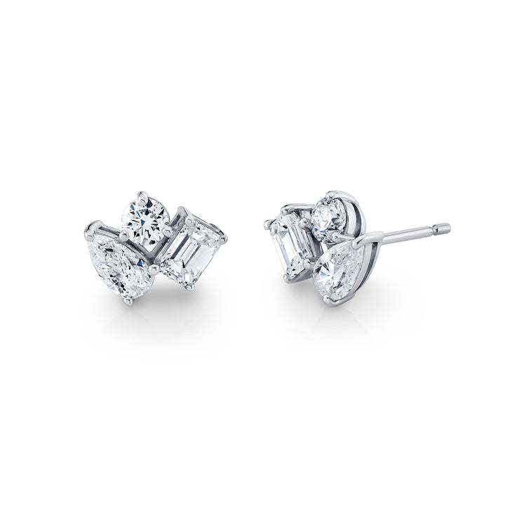 1.65ctw Diamond Cluster Stud Earring