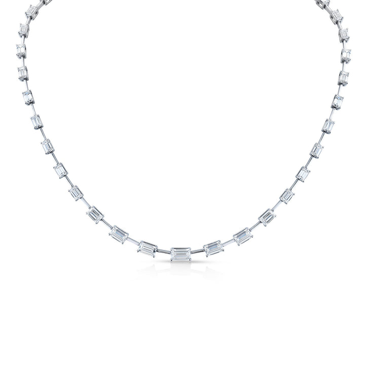 18K White Gold 12.59ctw Emerald Cut Diamond Necklace