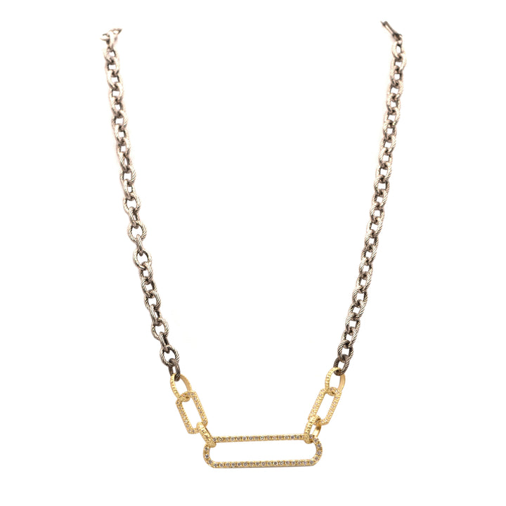 Chain Link Necklace with Pave Paperclip