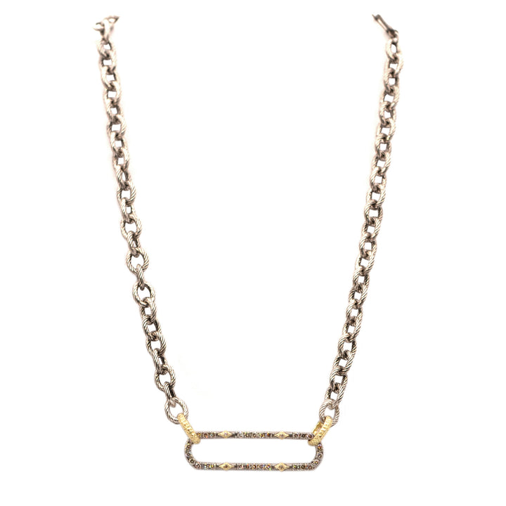 Chain Link Necklace with Pave Paperclip