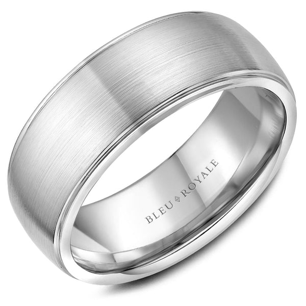 14K White Gold Brushed Center With Polished Edges