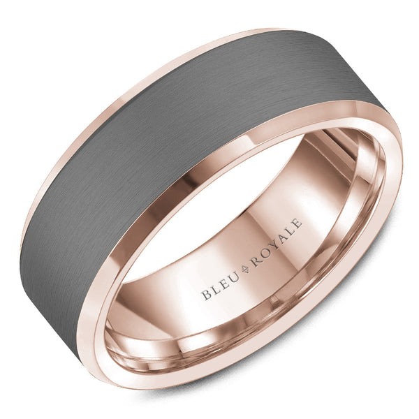 14K Rose Gold Trim with Brushed Grey Tantalum