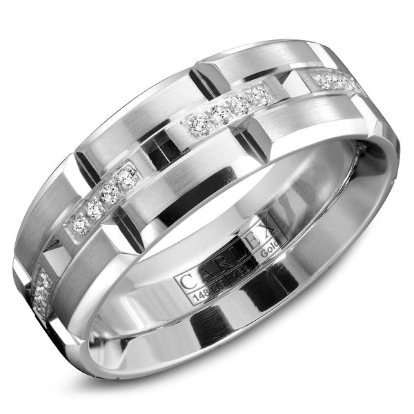 14K White Gold Brushed Band with 0.20ctw Diamonds