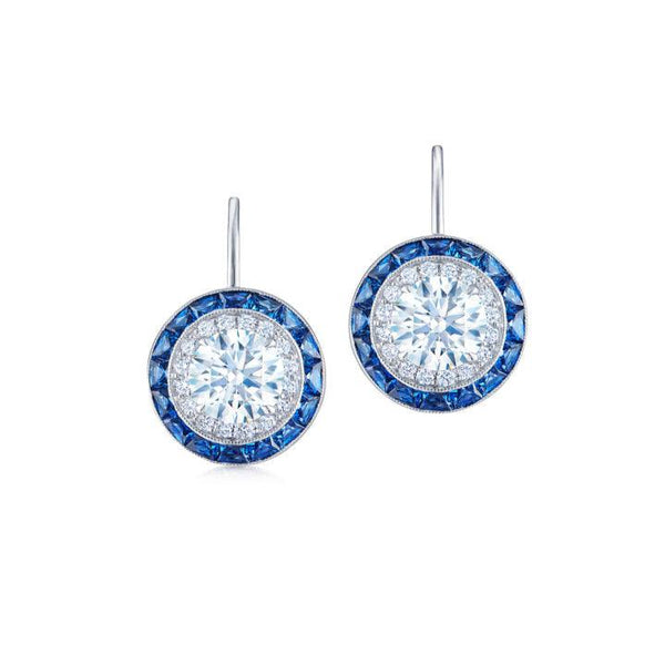 Drop Earrings with Diamonds and Sapphires - Gunderson's Jewelers