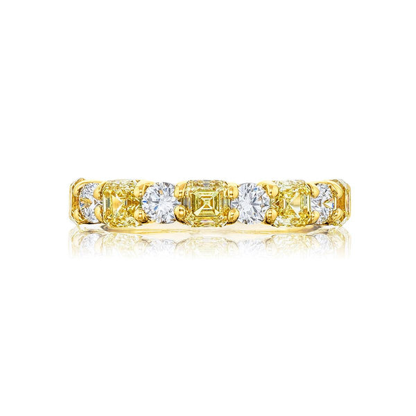 Fancy Yellow Emerald Cut Diamond and Round Diamond Band - Gunderson's Jewelers
