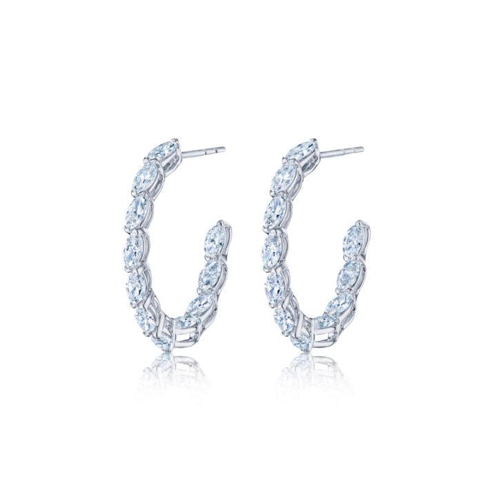 Hoop Earrings with Marquise Diamonds - Gunderson's Jewelers