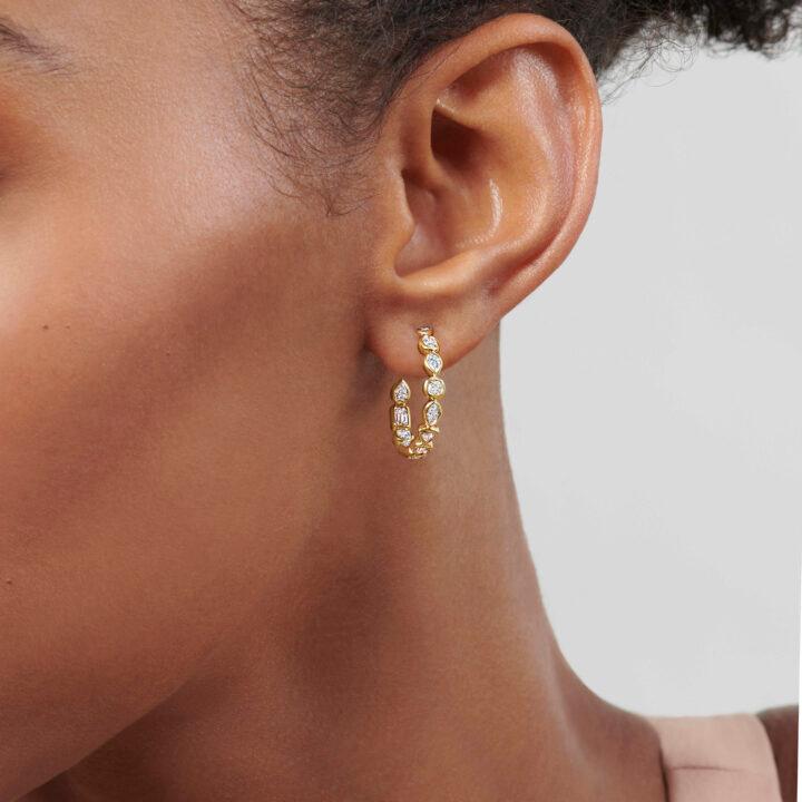 Hoop Earrings with Mixed Shape Diamonds - Gunderson's Jewelers