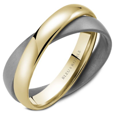 14K Yellow Gold & Brushed Tantalum Double Band