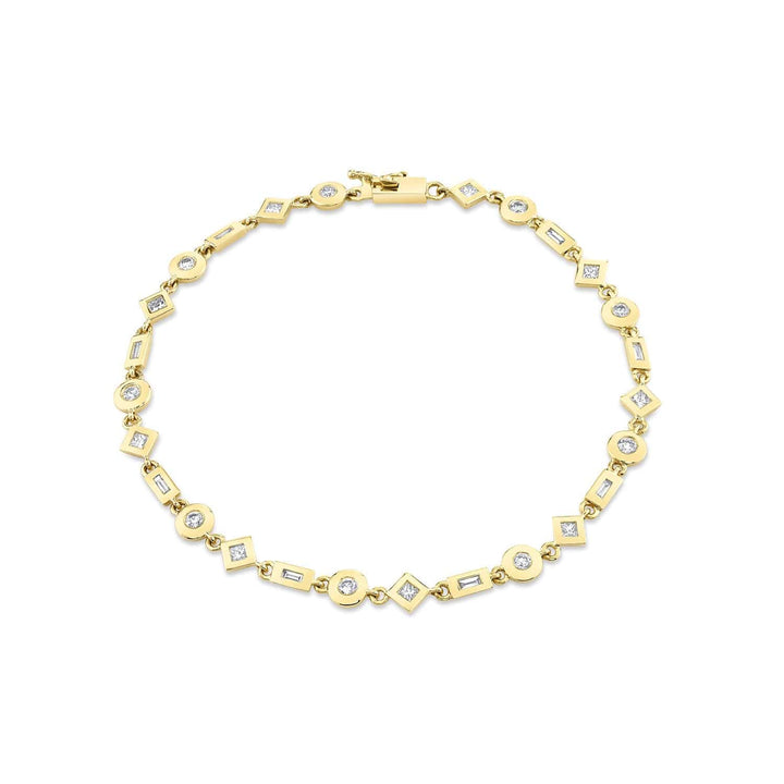 0.88ctw Mixed Shape Bezel Tennis Bracelet