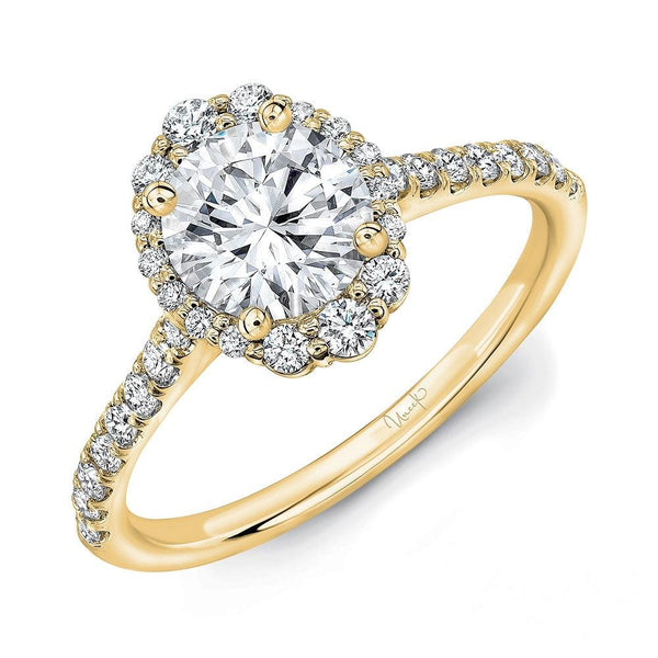 Oval-Illusion Halo & Pave Upper Shank Engagement Ring - Gunderson's Jewelers
