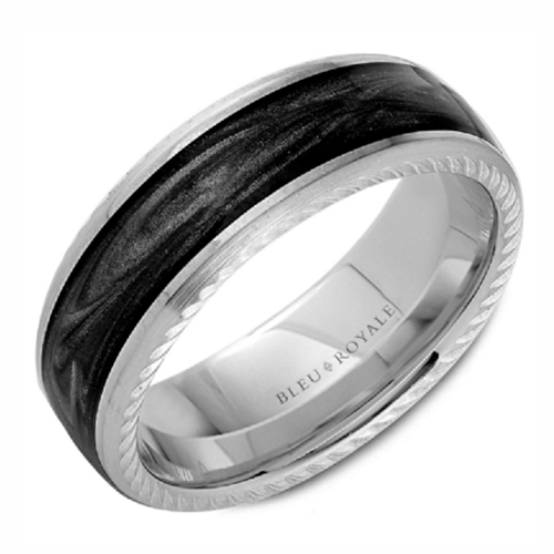 Charcoal Grey Enamel Inlay with 14K White Gold Edge